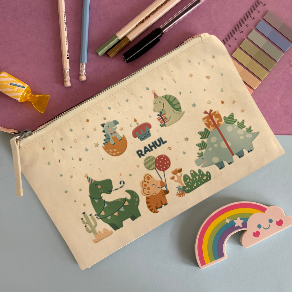 Dino Party Pencil Case (Canvas)