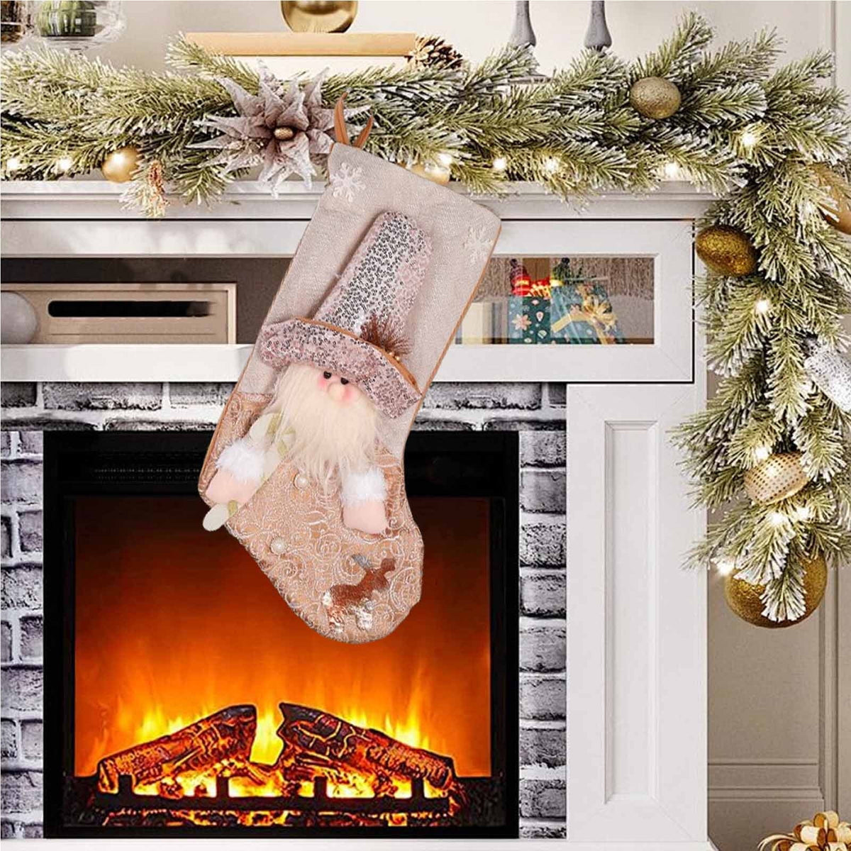 Blush & Gold Wonderland Stocking - Santa