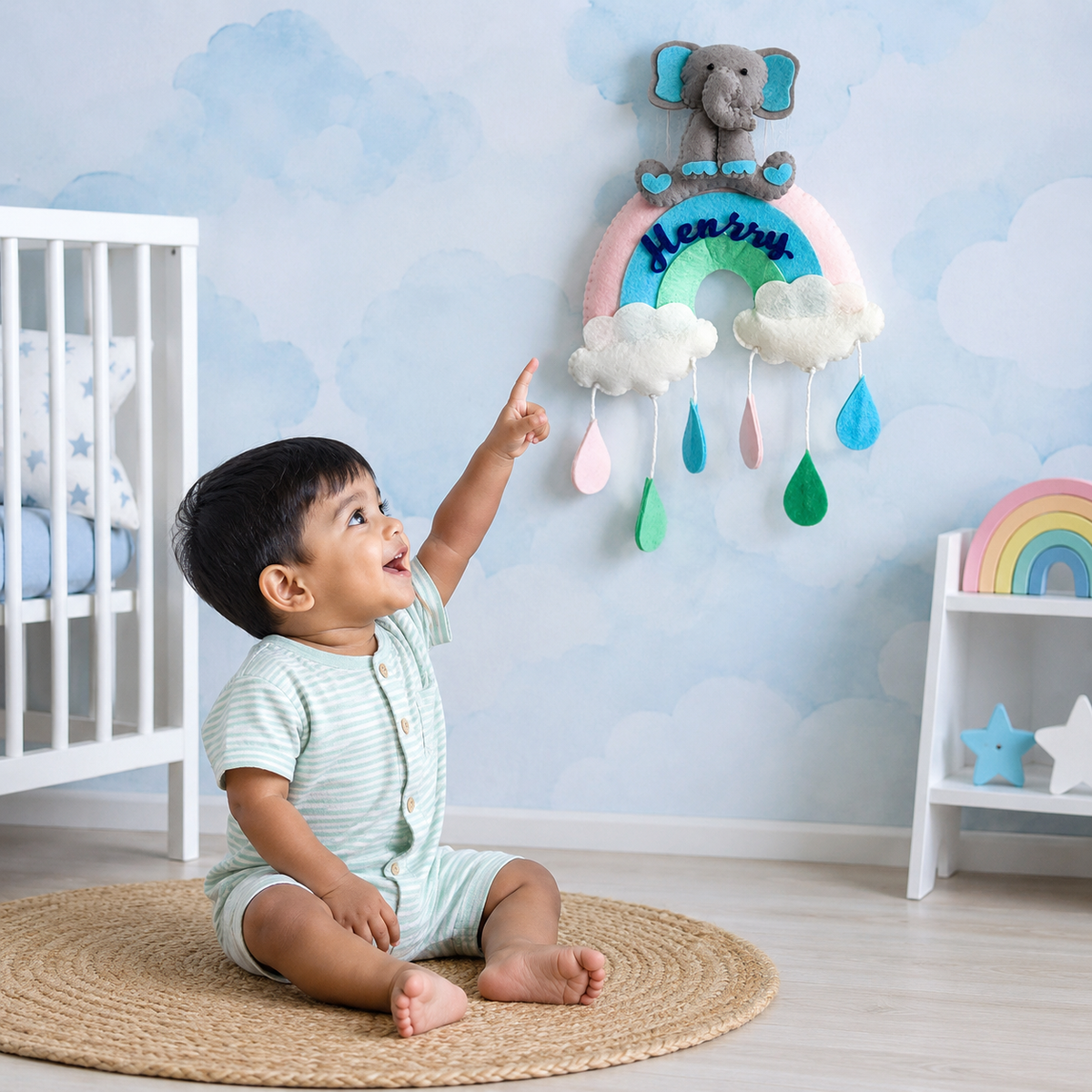 Babble Wrap Ellie Over the Rainbow Name Hanging