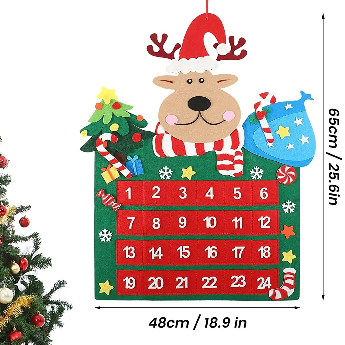 25" Felt Advent Calendar (Magical Reindeer Journey)