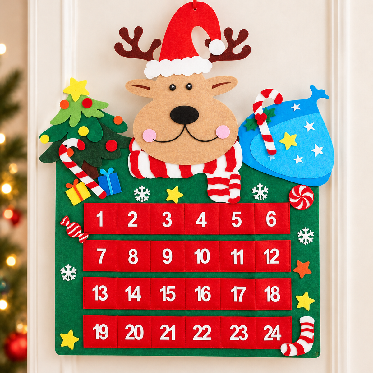25" Felt Advent Calendar (Magical Reindeer Journey)
