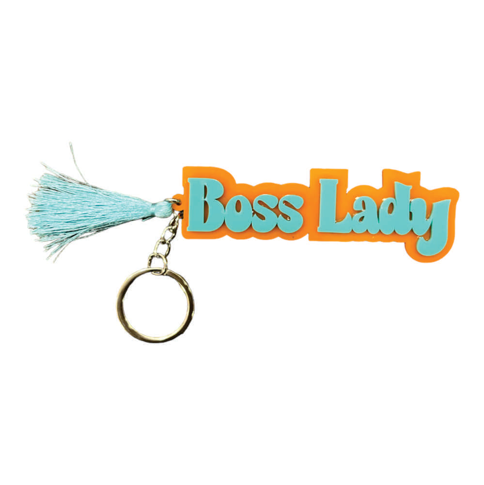 2 Layer Personalized Keychain- Orange Blue