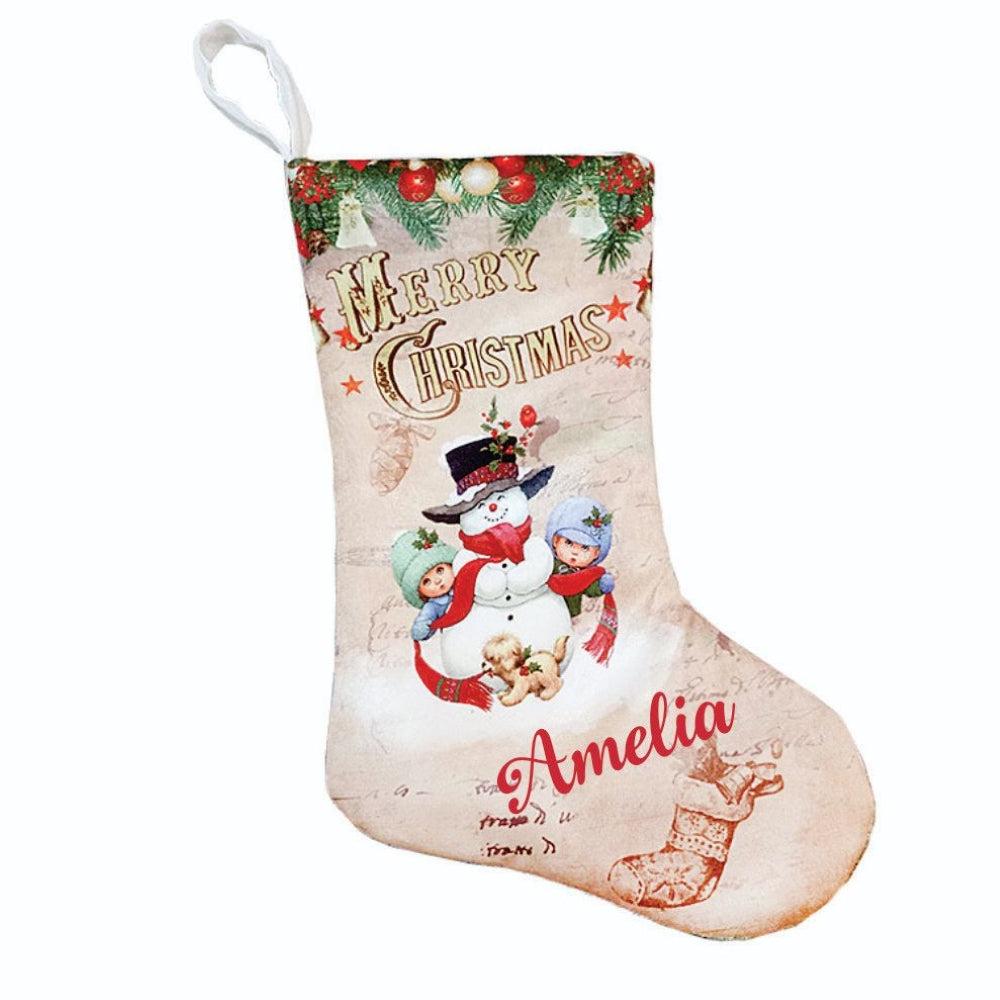 Babble Wrap Champagne Mini Stockings - Snowman with Kids