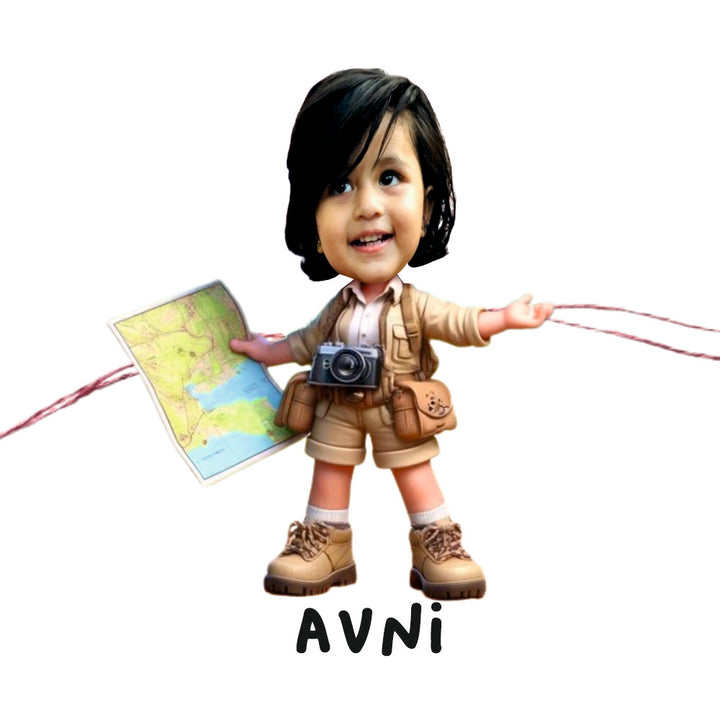 Babble Wrap Personalised Caricature Rakhi - Miss Adventure