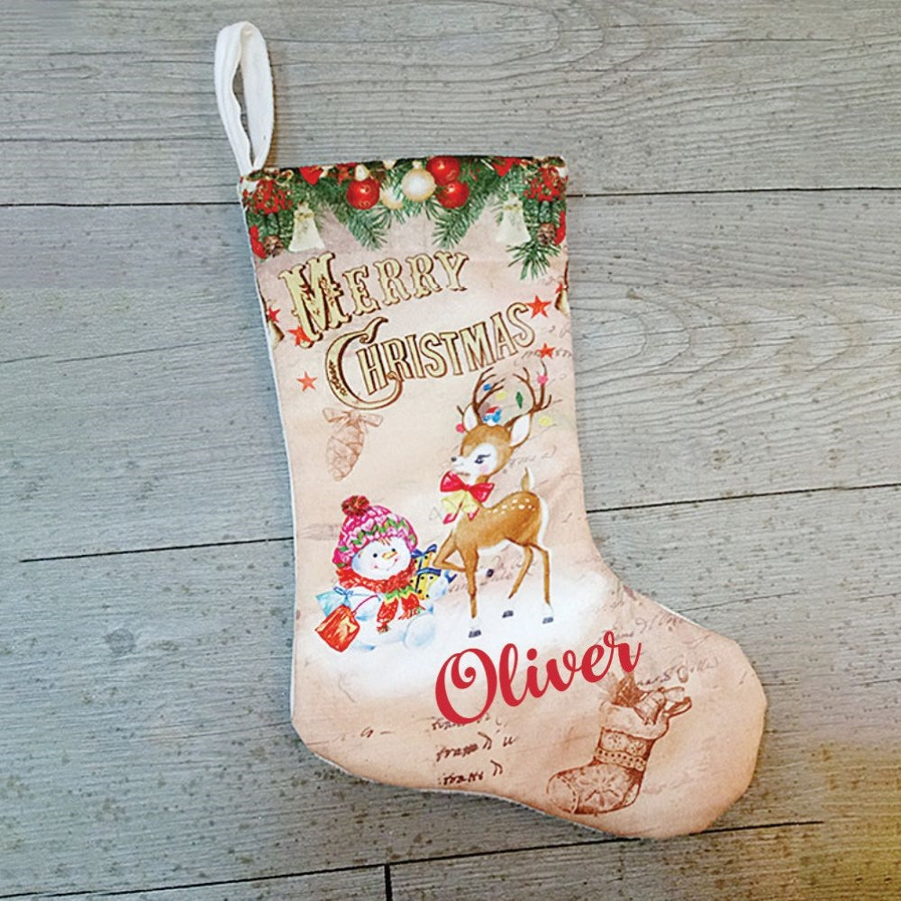 Babble Wrap Champagne Mini Stockings - Reindeer with Snowman