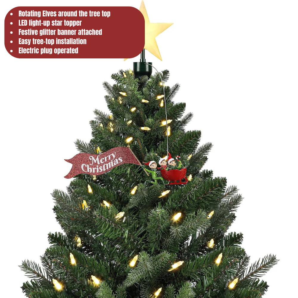 Mr. Christmas  Animated Elves-on-the-Run Tree Topper with Banner