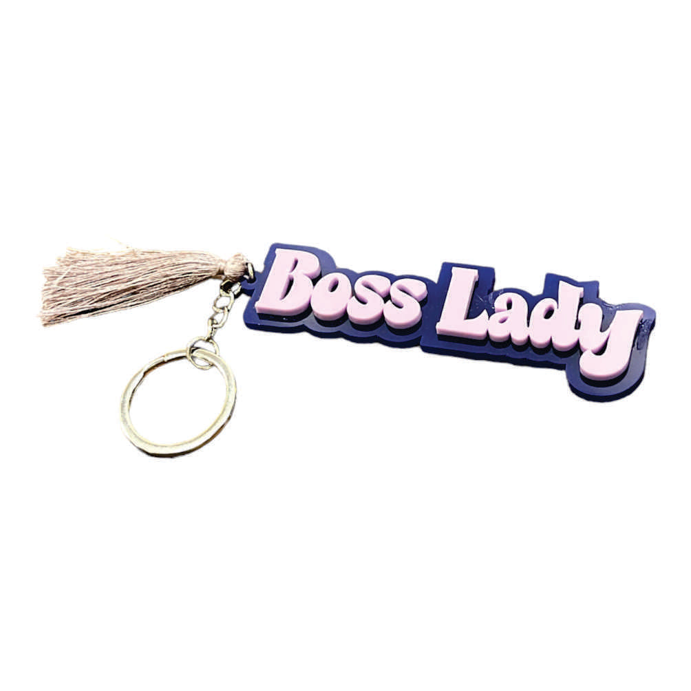 2 Layer Personalized Keychain- Midnight Blue Lavender