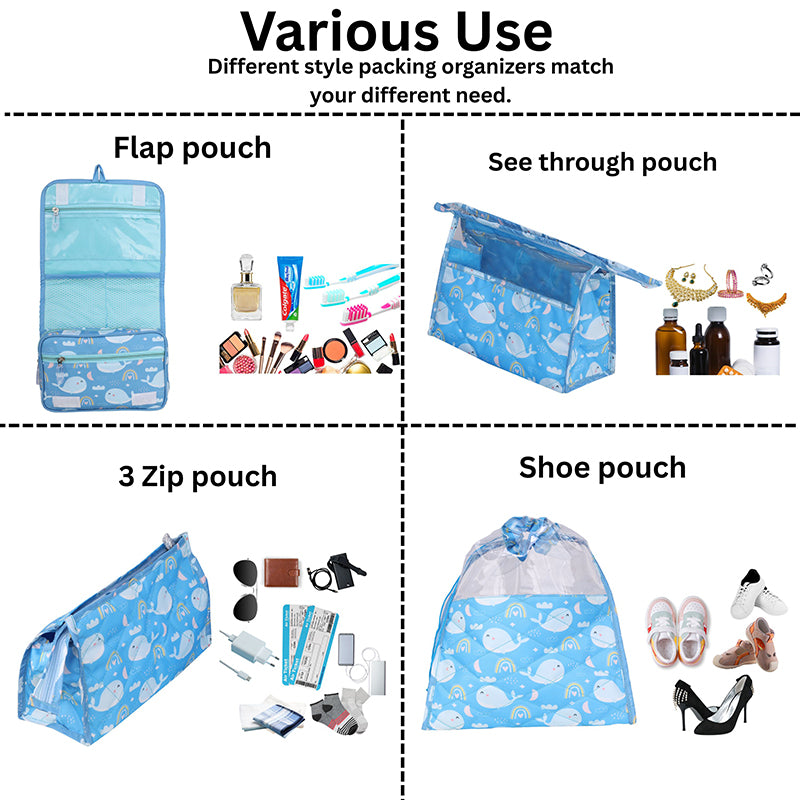 Multi use pouch set- 4 piece set -Whale
