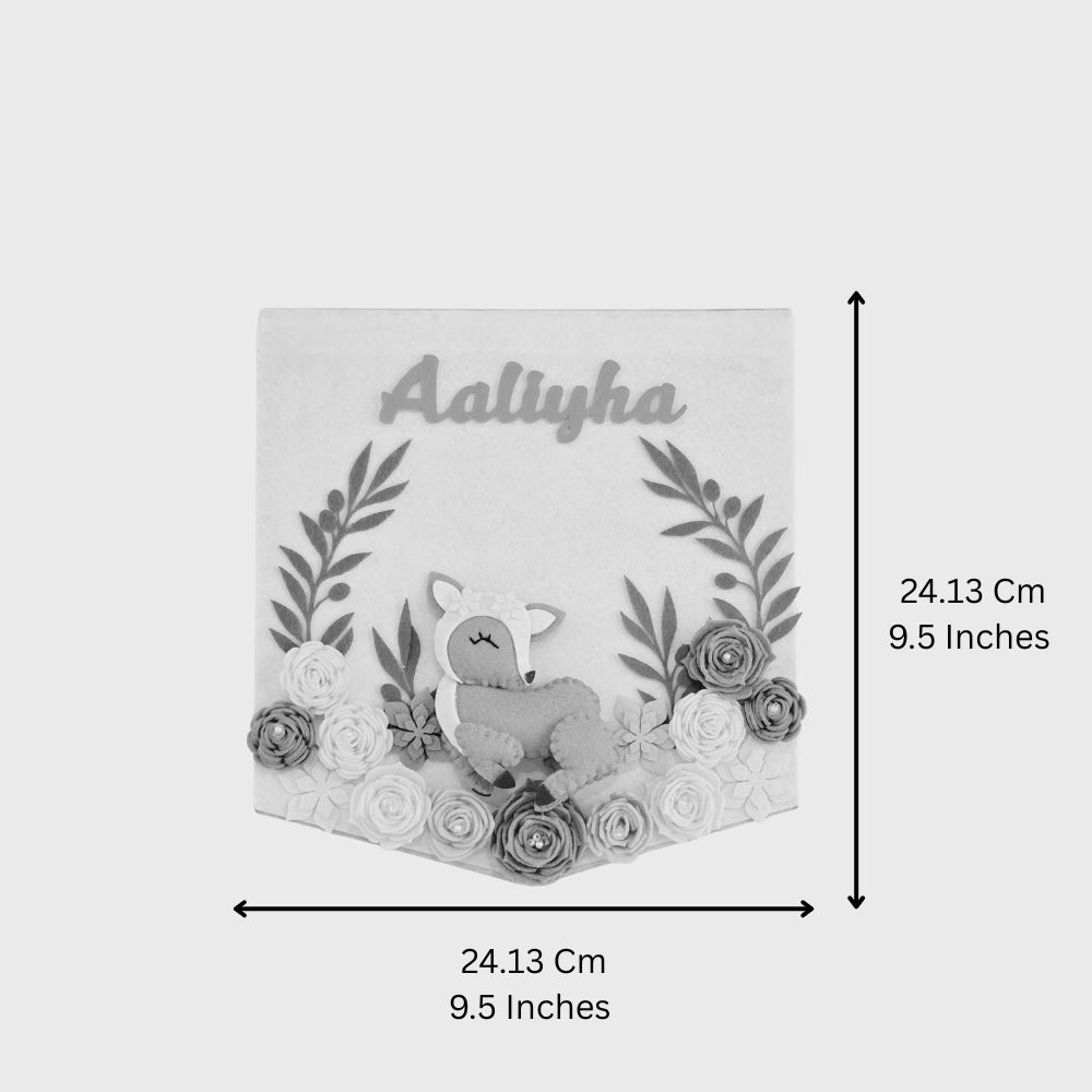 Babble Wrap Floral Fawn Name Hanging