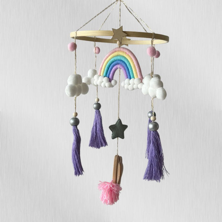 Babble Wrap Macrame Cot / Crib Mobile - Rainbow Dreams