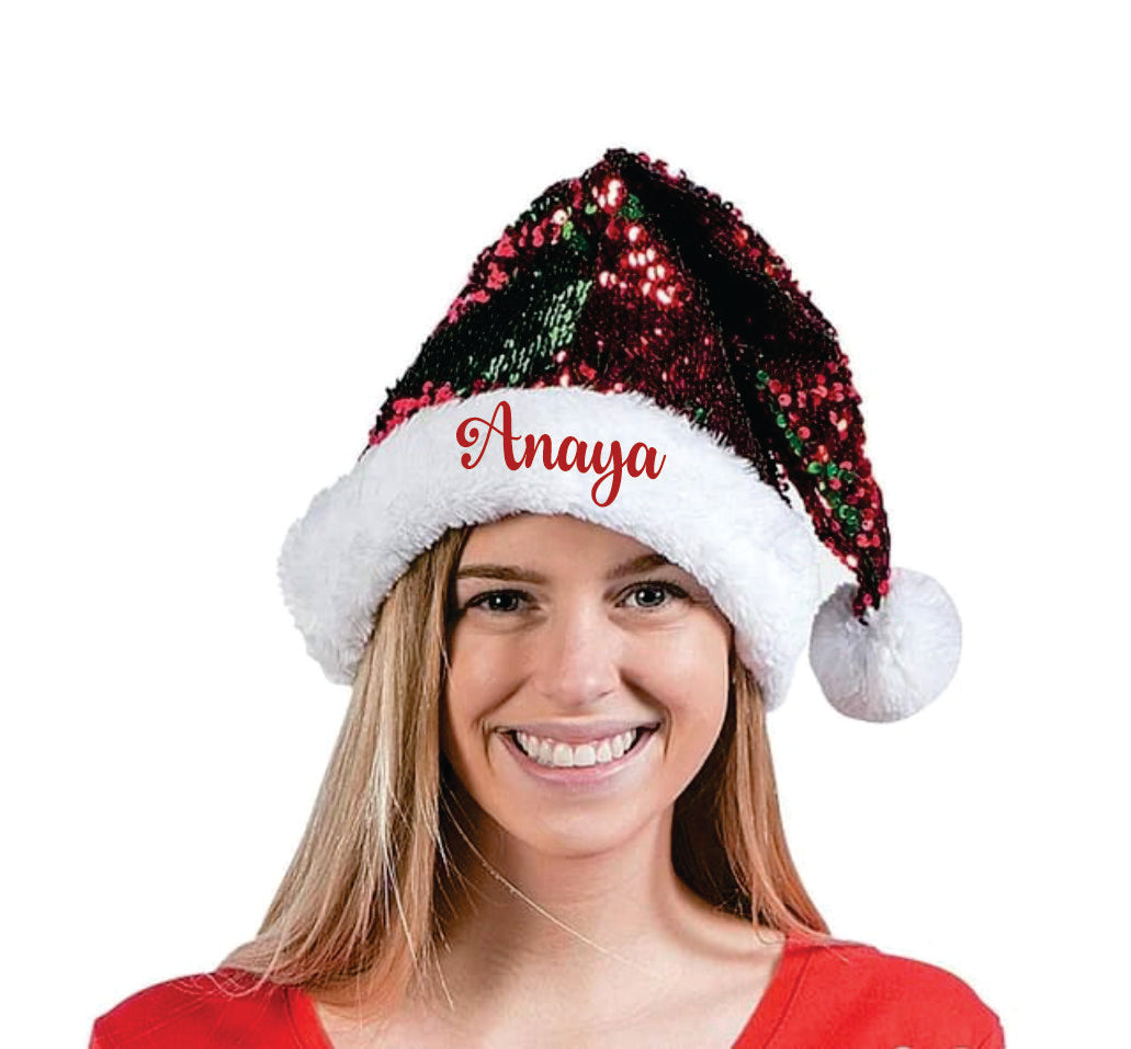 Luxe Sequins Santa Caps - (Green And Red)