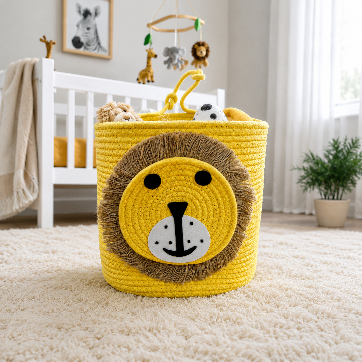 Babble Wrap Jute Cotton Storage Basket - Majestic Roar