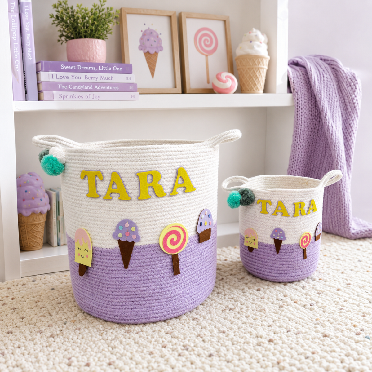 Babble Wrap Jute Cotton Storage Basket - Sweet Treats