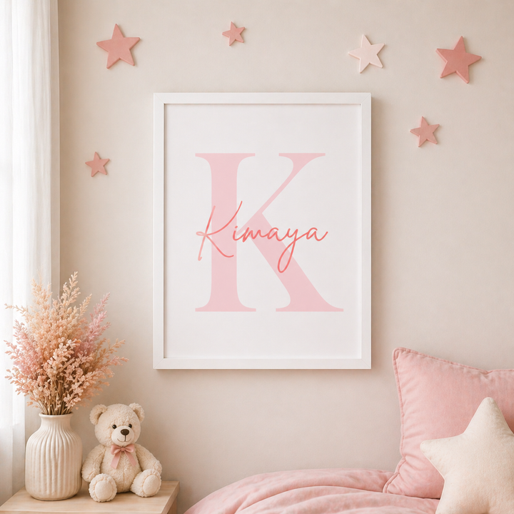 Birth Statistics Frame - Blush Initial