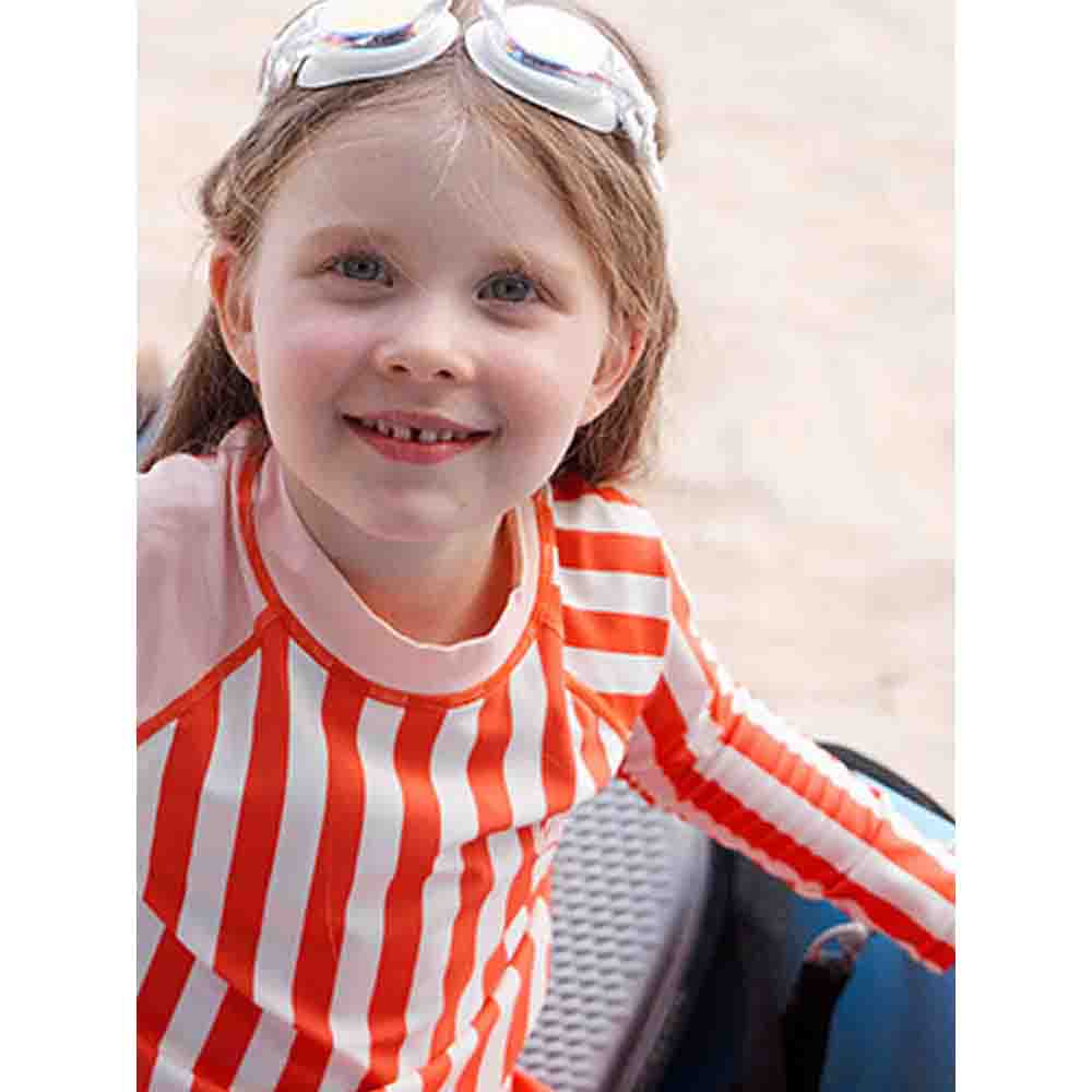 2 pcs Coral Stripes Full Length Swimsuit for Girls with UPF 50+