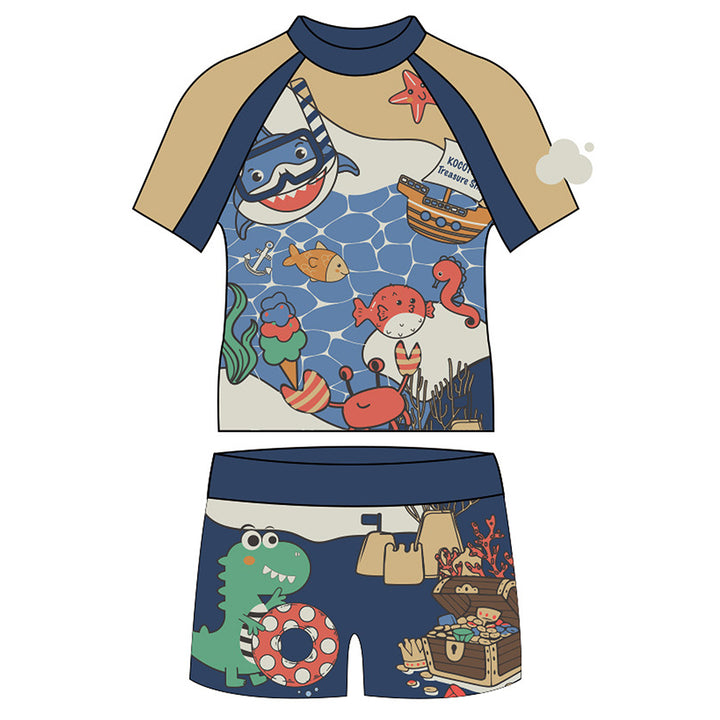 2 pcs Under Sea theme Tshirt & Shorts set Swimwear for Kids & Toddlers