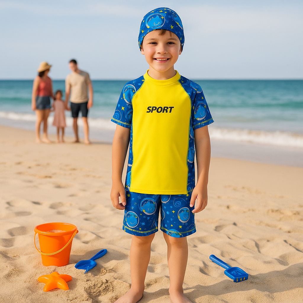 2pcs Space Dino Splash Swim Set with Cap