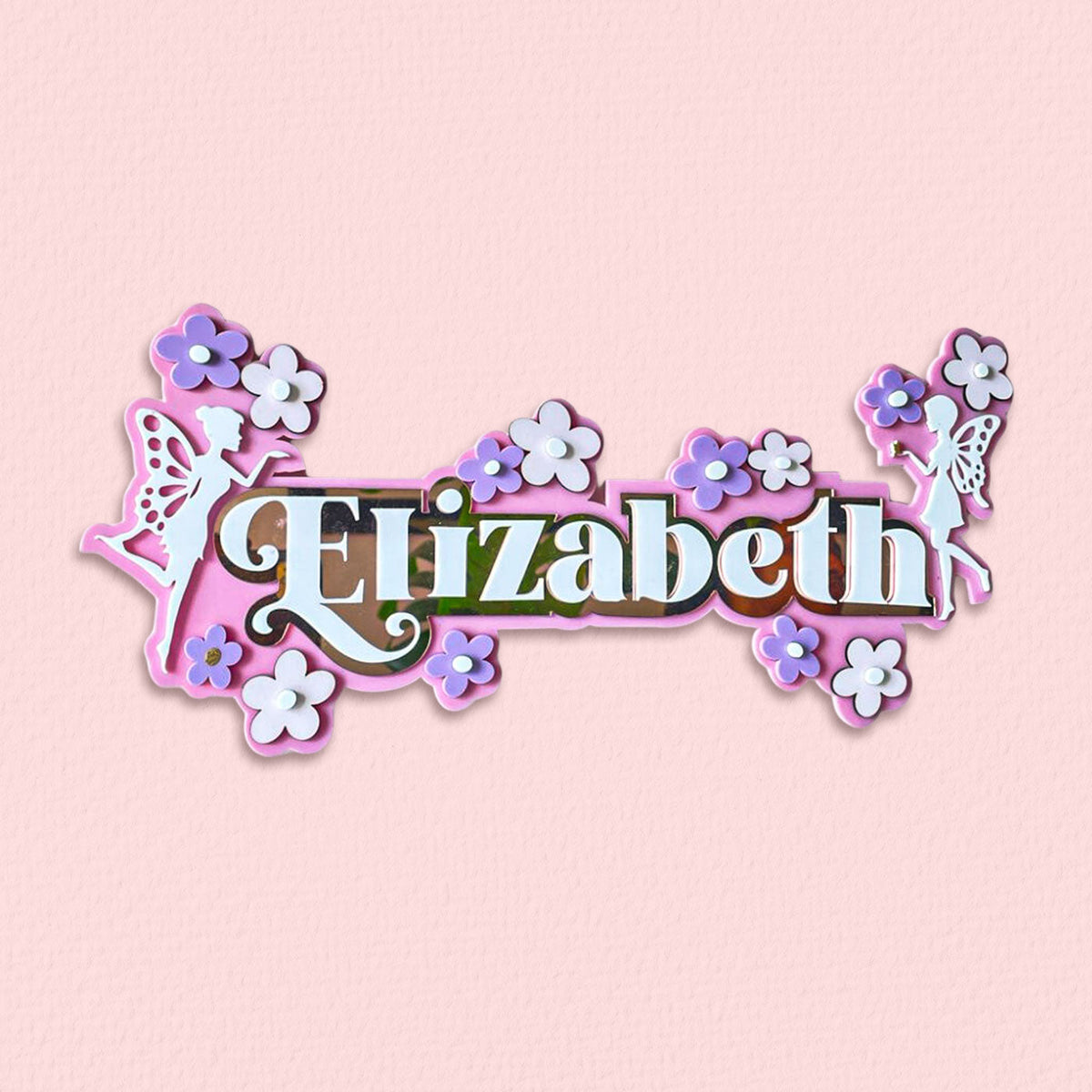 3 Layer Name Plaque- Fairyland Floral