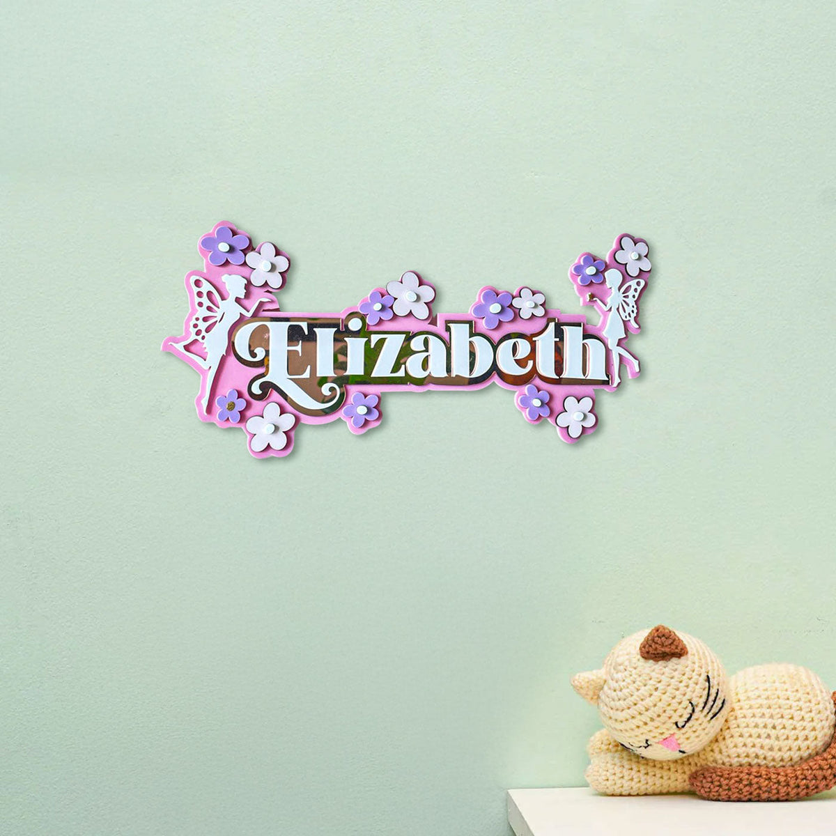 3 Layer Name Plaque- Fairyland Floral