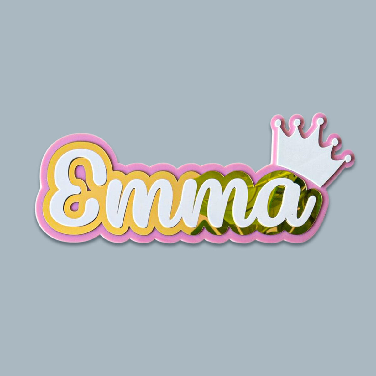 3 Layer Name Plaque- Gold White with Multiple Motif