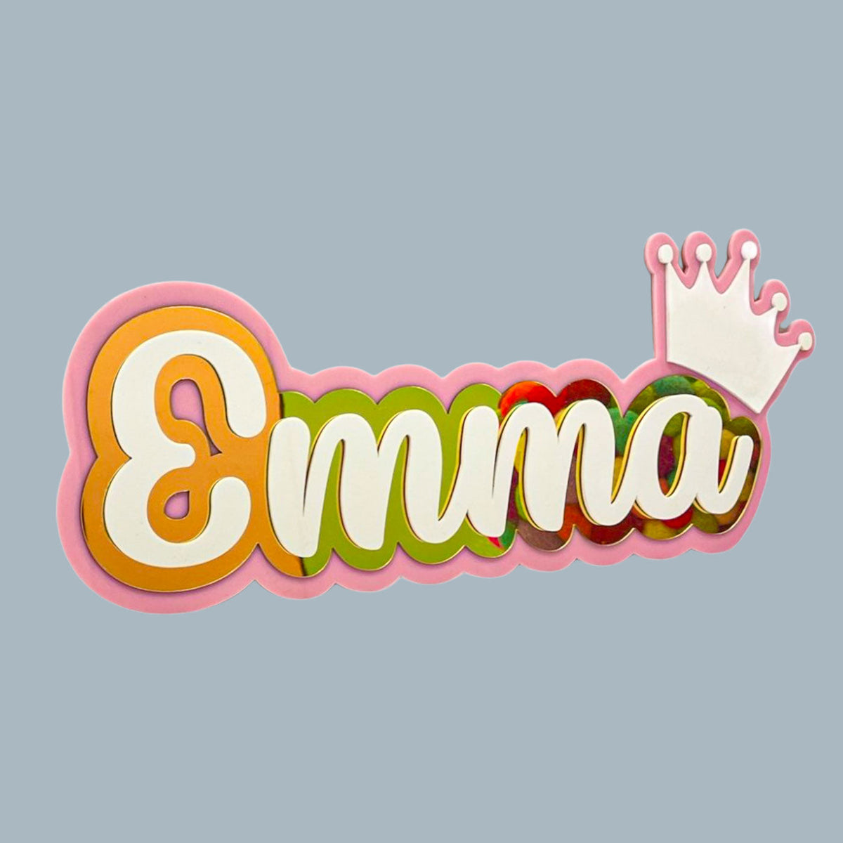 3 Layer Name Plaque- Gold White with Multiple Motif