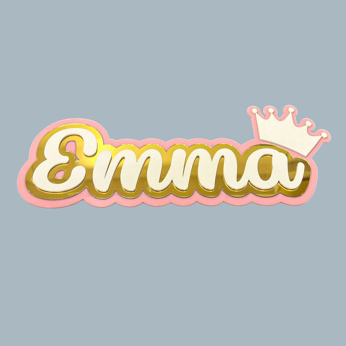 3 Layer Name Plaque- Gold White with Multiple Motif