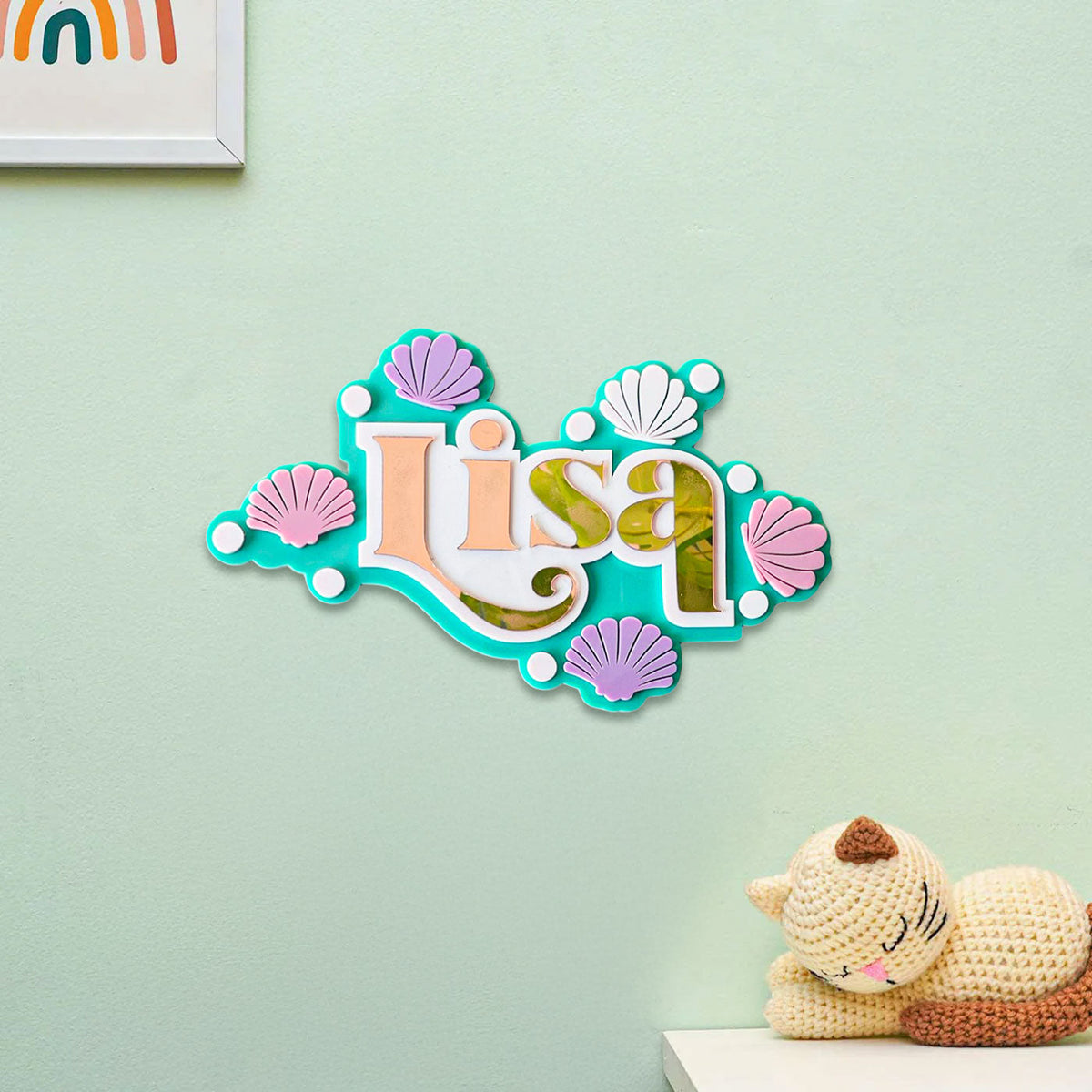 3 Layer Name Plaque- Seashell Smiles