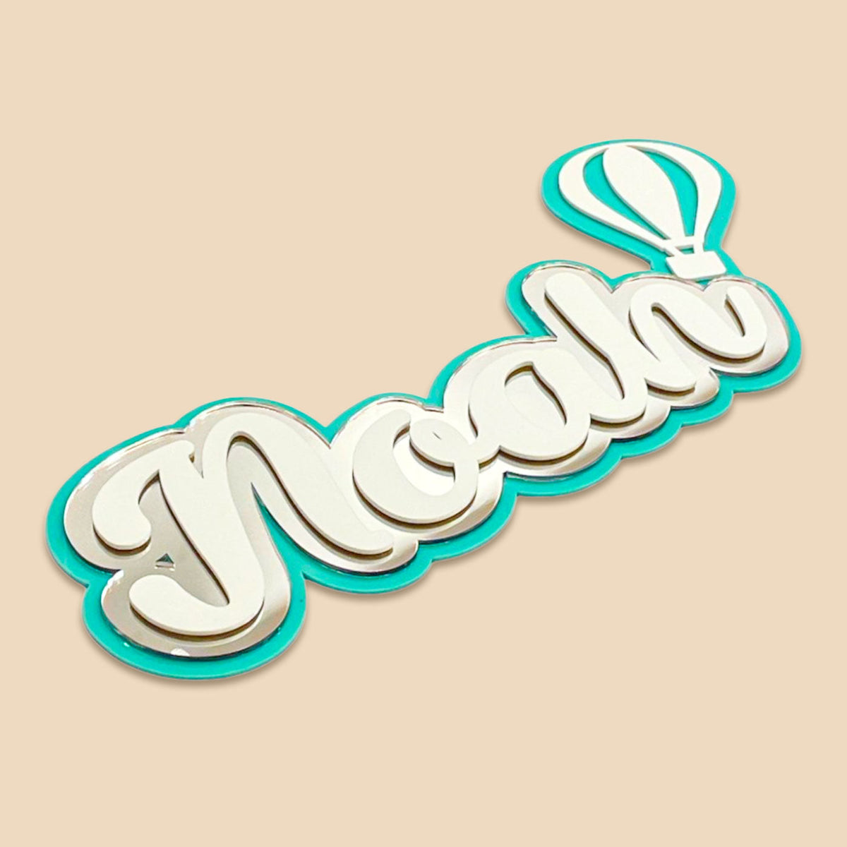 3 Layer Name Plaque- Silver White with Multiple Motif