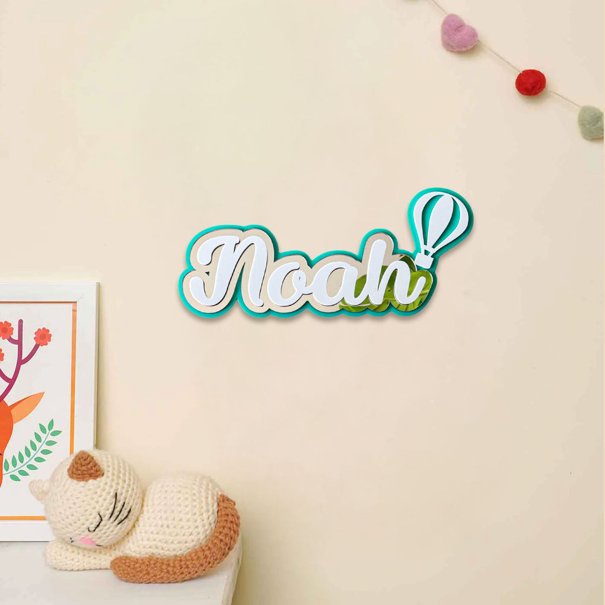 3 Layer Name Plaque- Silver White with Multiple Motif