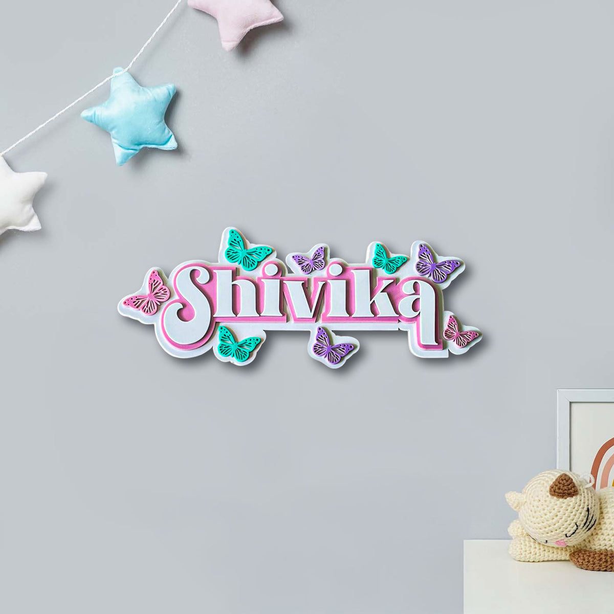 3 Layer Name Plaque- Butterfly Magic