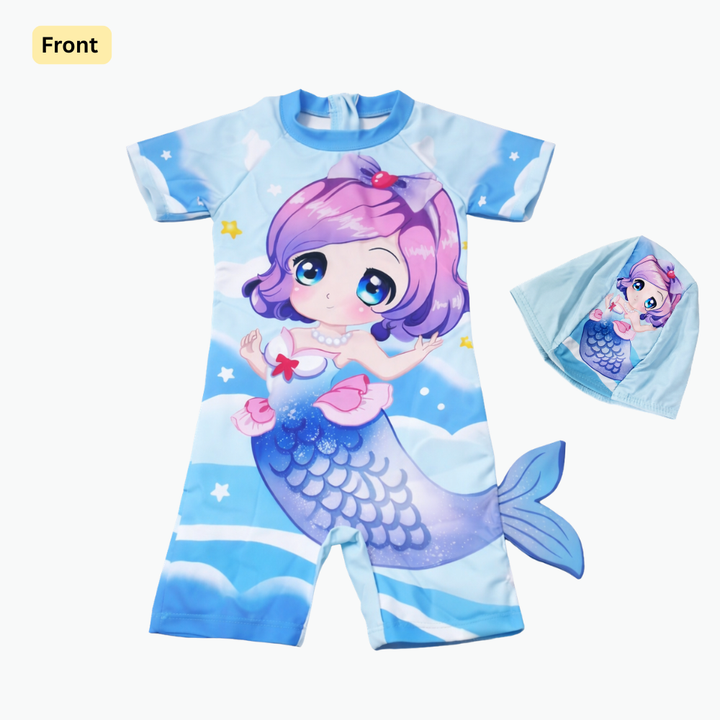 Aqua Angel Mermaid Suit with Cap