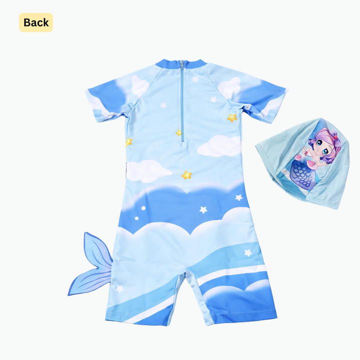 Aqua Angel Mermaid Suit with Cap