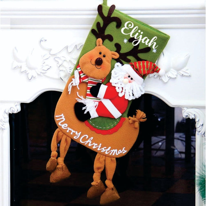 Dangling Legs Luxury Stockings- Happy Santa