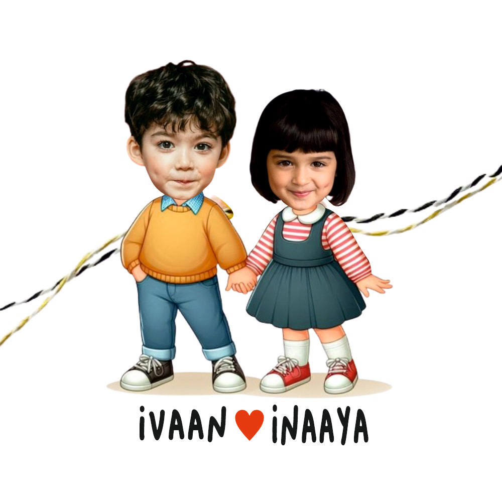 Babble Wrap Personalised Caricature Rakhi -Partners in Crime