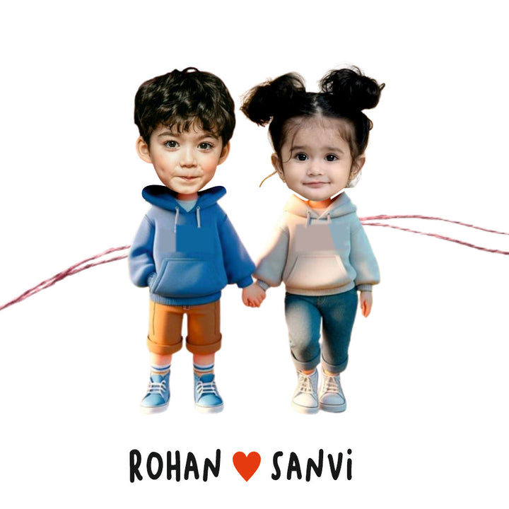 Babble Wrap Personalised Caricature Rakhi - Forever Together