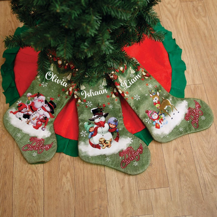 Babble Wrap Snowman & Friends Velveteen Stockings - Set Of 3