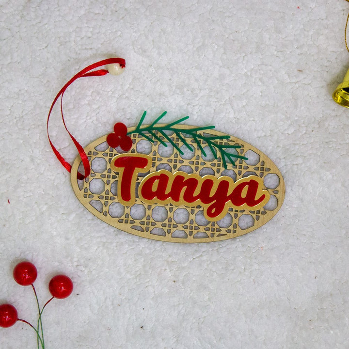 Babble Wrap Rattan Tag Ornament - Oval