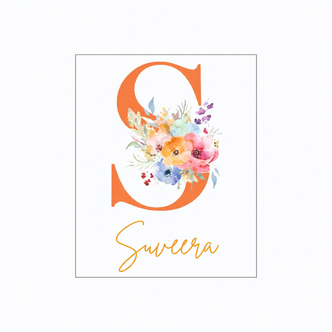 Birth Statistics Frame - Floral Letter Love