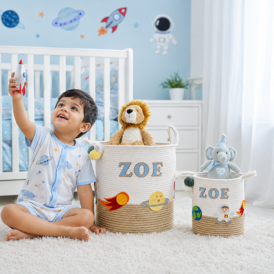 Babble Wrap Jute Cotton Storage Basket - Astronaut’s Array