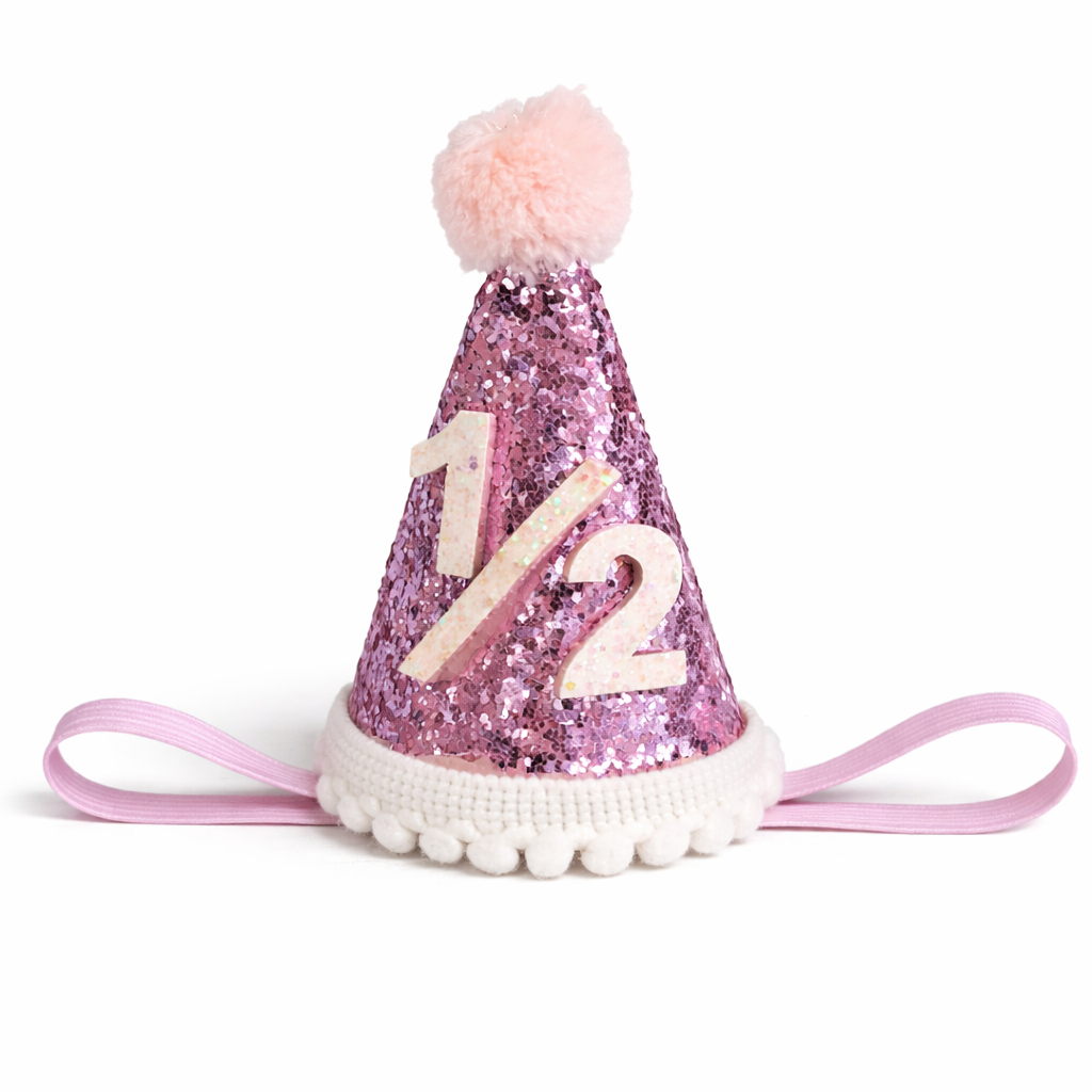 Half Bday Cone Headband (Rose Pink)