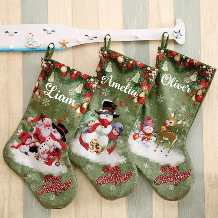 Babble Wrap Snowman & Friends Velveteen Stockings - Set Of 3