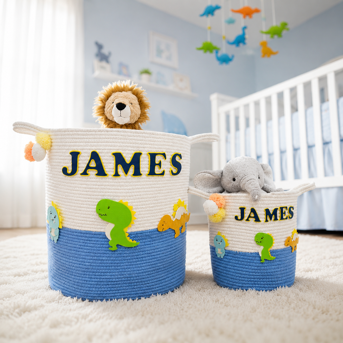 Babble Wrap Jute Cotton Storage Basket - T-Rex Treasures