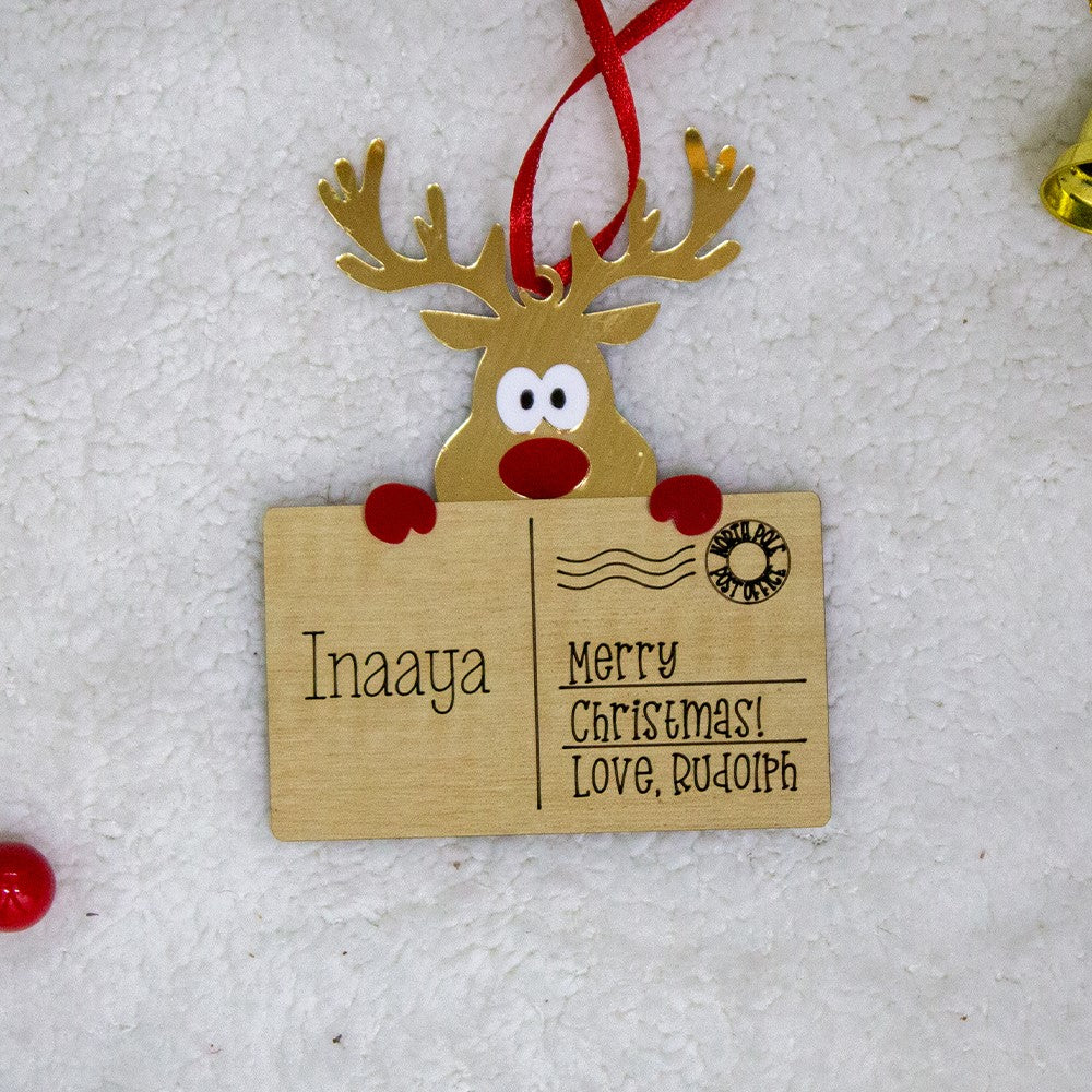 Babble Wrap Post Card Ornament - Rudolf