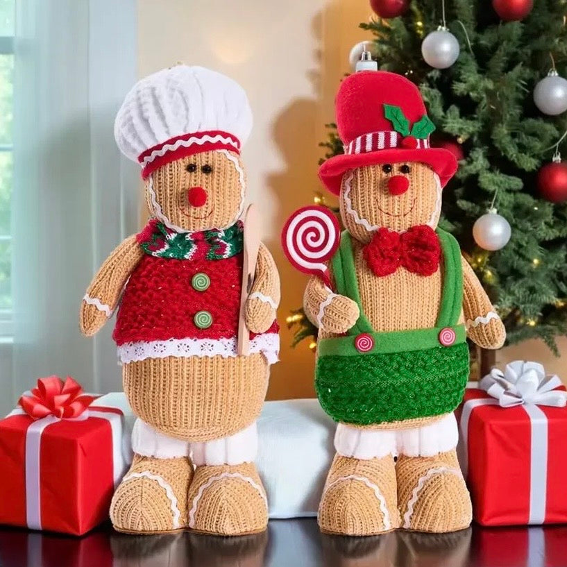 Babble Wrap 16"Handmade Knitted GingerBread Stuffed Figurine (Chef Frosting)