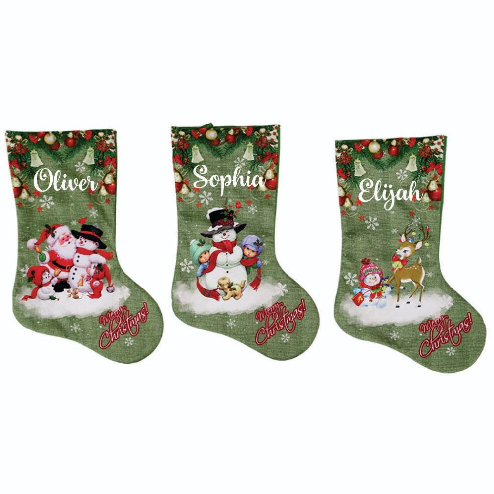 Babble Wrap Snowman & Friends Velveteen Stockings - Set Of 3