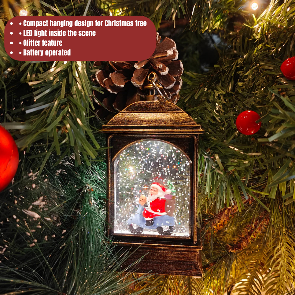 Light-Up Santa Scooter Lantern ornament