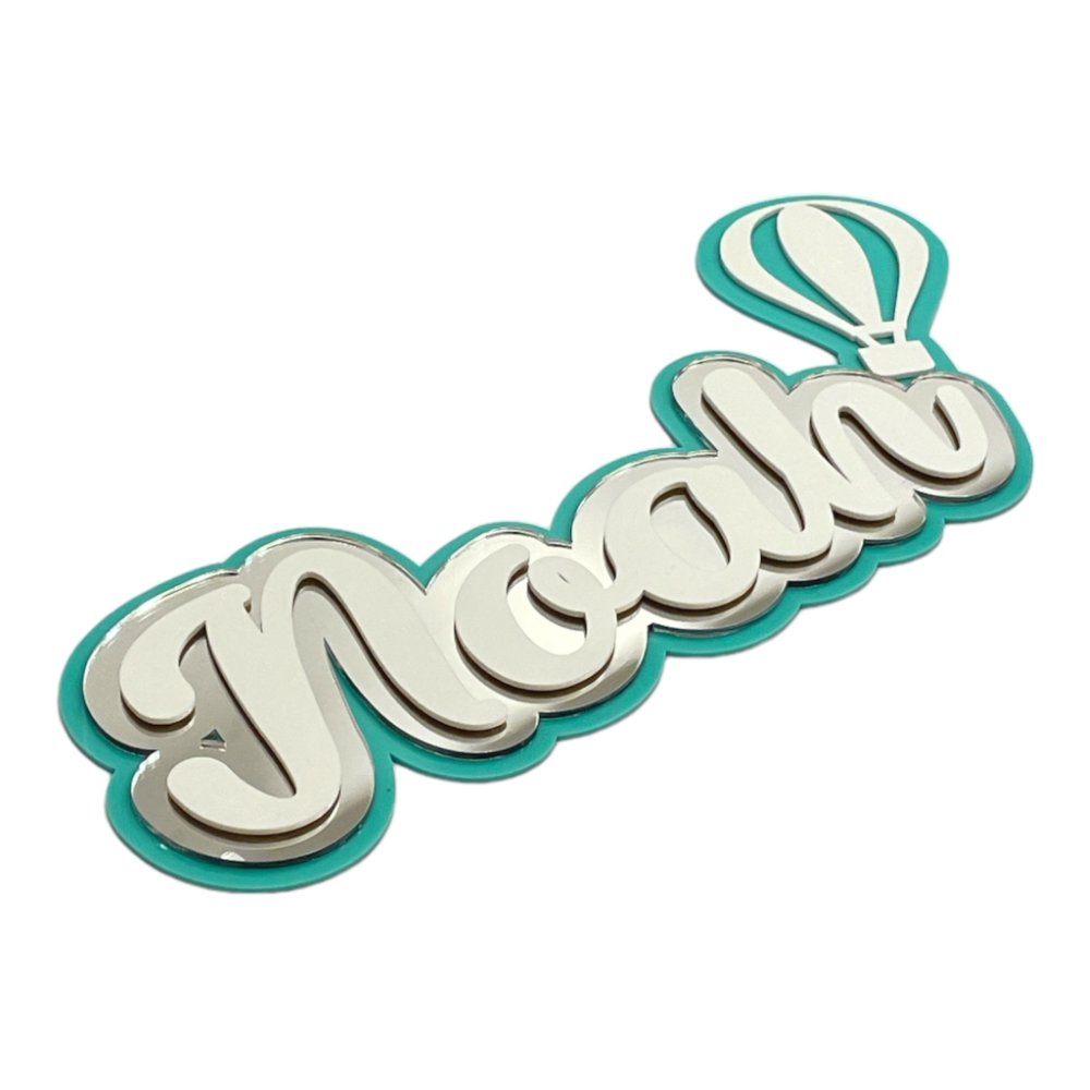 3 Layer Name Plaque- Silver White with Multiple Motif