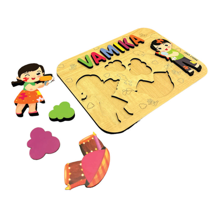 Holi Wooden Name Puzzle- Festive Fun