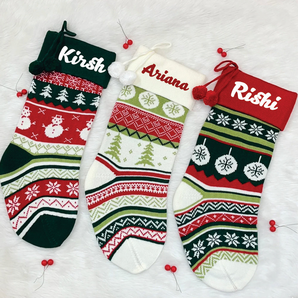 Babble Wrap Handwoven Knitted Stocking (Set of 3)