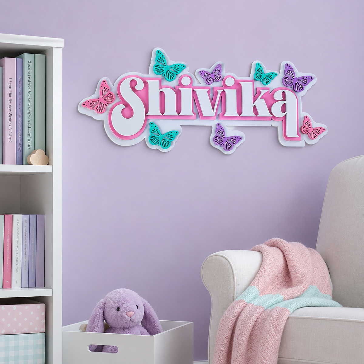 3 Layer Name Plaque- Butterfly Magic
